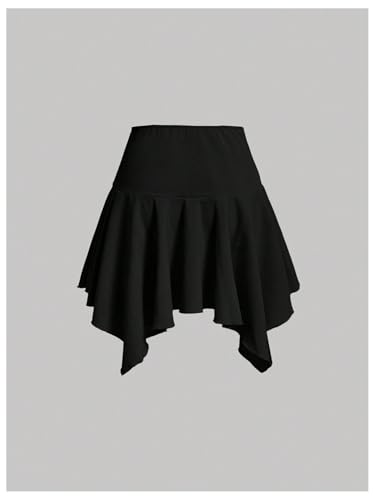 Milumia Women's Y2k Drawstring Ruched Ruffle Skirt High Low Asymmetrical Short Skirts2