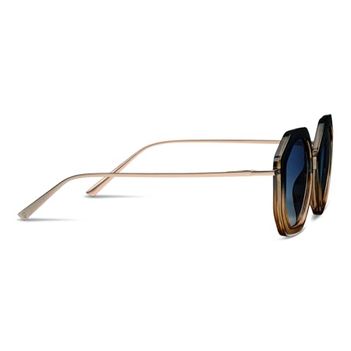 Peepers by PeeperSpecs Women's Solana Oversized Sun Polarized Round Sunglasses, Black/Tan, +0.003