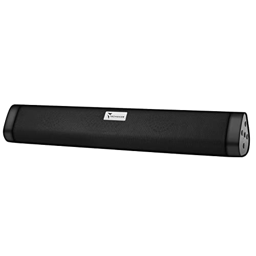 TECHMADE Barre de Son Bluethoot 5.0, Puissance 10 W, boîtiers PC, Fente Carte SD, FM Radio, Mains Libres Barre Audio, Haut-parleurs pour Ordinateurs,...