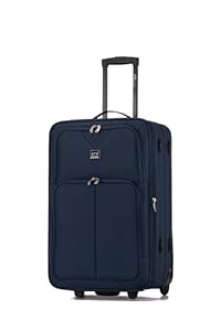ATX Luggage 26” Medium Suitcase Expandable Durable Lightweight Suitcase with 2 Wheels & Built-in 3 Digit Combination Lock (Navy, 79 Liter)