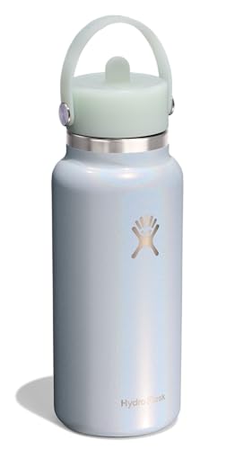 Image of Hydro Flask Water Bottle - Insulated Stainless Steel - Wide Straw Lid, Non Spill, Leakproof in 32 Oz Glimmer Blue