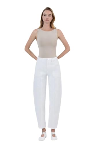 Flying Monkey - Super High Rise Panel Detail Barrel Jeans - F5880