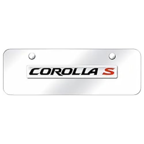 Image of Au-TOMOTIVE GOLD INC. Officially Licensed Corolla S Mini License Plate | Toyota, 3D Bar on Stainless Steel (Chrome)