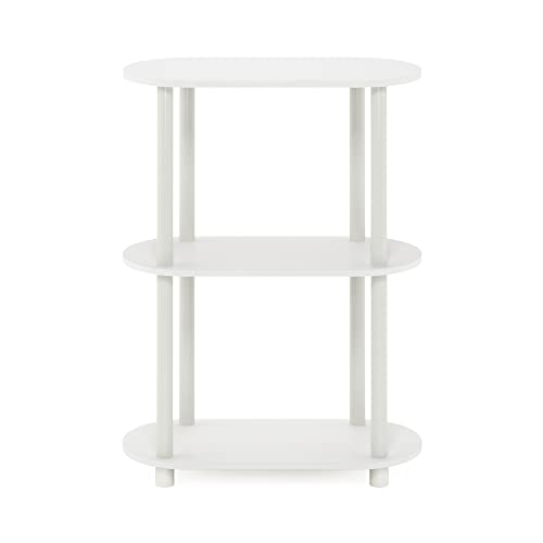 Image of Furinno Turn-N-Tube No Tools 3-Tier Modern Oval Side Display Rack, White /Virgin White