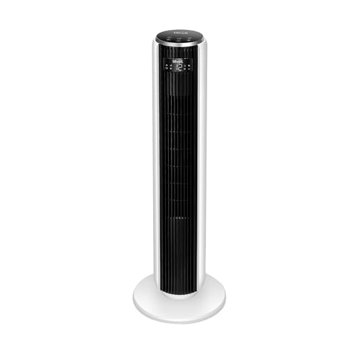 LEVOIT Silent Tower Fan 20 dB with Remote Control, Powerful 7.9 m/s DC Motor Fan, 26 W Energy, 4 Modes, 12 Speeds, 12 Hours Timer, Mode