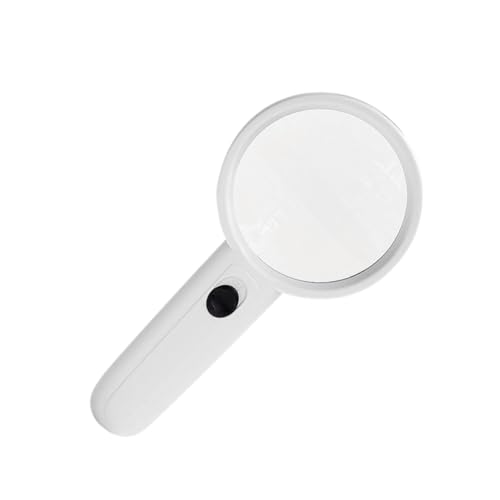 BIUDECO Loupe de Lecture LED Portable sans Batterie Poignée Plastique Ergonomique Loupe de Poche Éclairante pour Journaux et Inspection Aide Visuelle Compacte et Légère Blanche