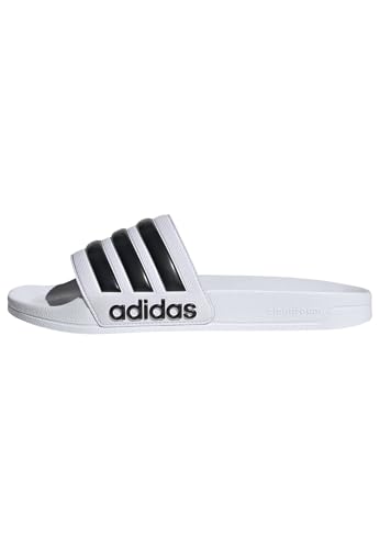adidas Unisex Shower Slide Sandal, White/Core Black/White, 11 US Men