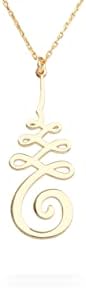 DKMN GÜMÜŞ Unalome Necklace - 925 Sterling Silver Unalome Necklace - Yoga Jewelry - Chakra Necklace - Spiritual Symbol Charm - Meditation Jewelry - (18 Inches, 18K Gold)