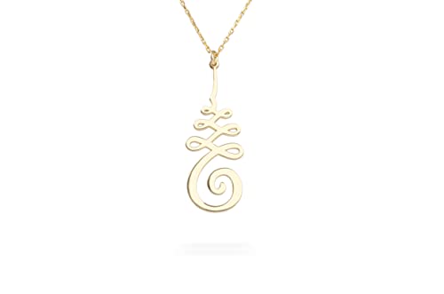 Dkmn Gümüş Unalome Necklace - 925 Sterling Silver Unalome Necklace - Yoga Jewelry - Chakra Necklace - Spiritual Symbol Charm - Meditation Jewelry - (18 Inches, 18K Gold) #TOP22