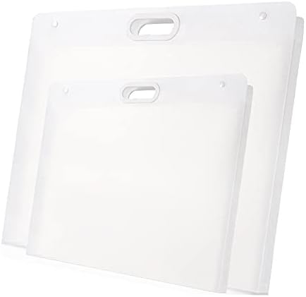 Plastic Art Portfolio, Large Art Portfolio with Handles,Waterproof Portfolio Folder for Artwork, Arts Storage Case for Drawing Sketch Photography Poster (2pcs set(22.44x17.32'' and 17.32x13.22''))