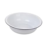Versátil: el diseño del cuenco es versátil, lo que permite usarlo para lavar verduras, cara y ropa, cuencos grandes de esmalte vintage, lavabo de esmalte