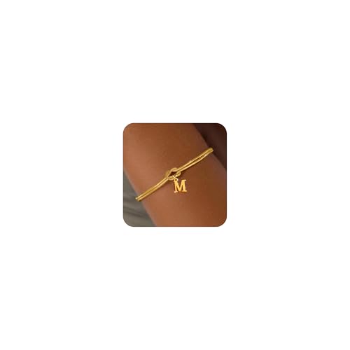 Aidenn Knot Initial M Bracelet Gold for Women, Waterproof Bracelets Set 18k Gold Plated Letter Pendant Adjustable Stackable Goldene Bracelet Birthday Gift for Womens Teen Girls Jewellery Aidenn Knot Initial M Bracelet Gold for Women, Waterproof Bracelets Set 18k Gold Plated Letter Pendant Adjustable Stackable Goldene Bracelet Birthday Gift for Womens Teen Girls Jewellery