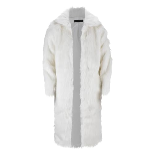 Men's Faux Fur Coat Fleece Shawl Jacket Fluffy Winter Coat Warm Outerwear Long Sleeve Slim Fit Cardigan Overcoat