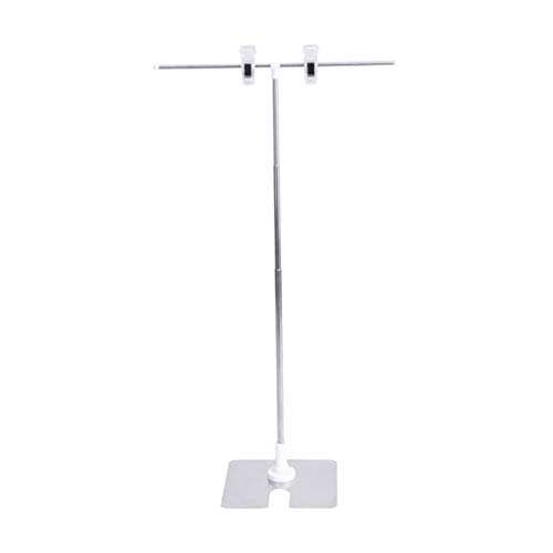Toyvian T Sign Adjustable Poster Stand with Clip Stainless Steel Display Banner Stand Holder Floorstanding Sign Display Stand for Market Store Shop