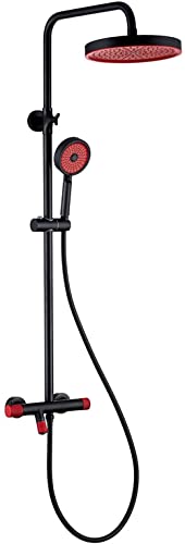 Ensemble de douche thermostatique mural avec colonne noire et douchette