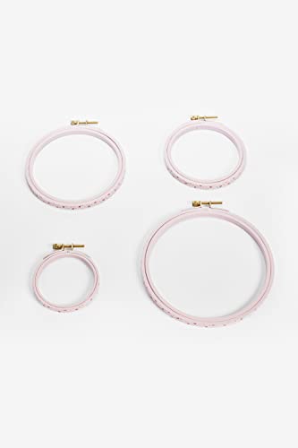 DMC MP001/105 Pink Round Embroidery Drums, Wood, Pink, 10.5 x 1.5 x 10.5 cm, 10,5 x 1,5 x 10,5 cm