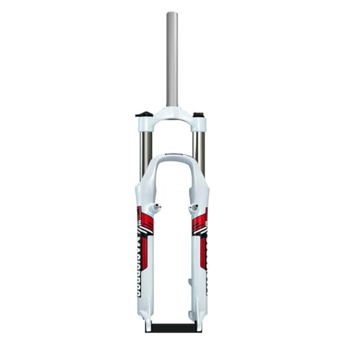 Mountain Bike Suspension Fork 26 Inch MTB Fork 100mm Travel Disc V Brake Spring Fork 1-1/8" Straight Tube 28.6mm QR 9mm Manual Lockout(Red)