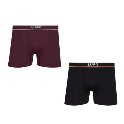 Kit 2 Cuecas Boxer Lupo Microfibra Sem Costura Preto/Vermelho