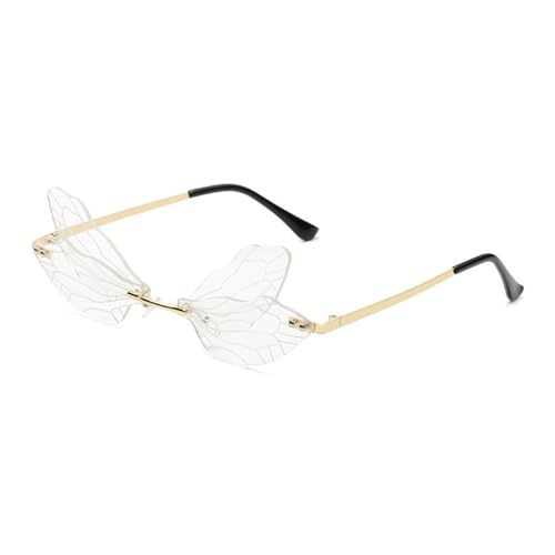 Lunettes de soleil sans monture ailes de libellule aux verres clairs