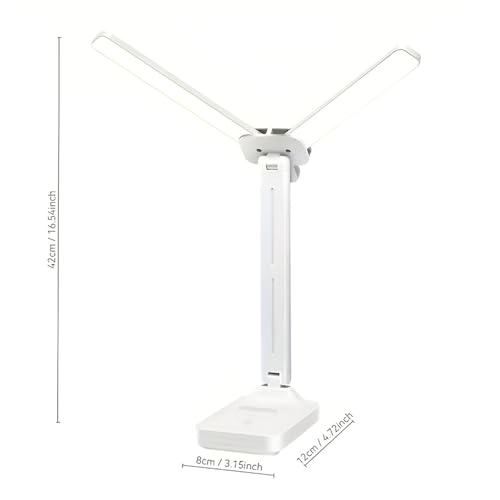 Image of Dual Head Rechargeable LED Reading Light - 1200mAh Battery, 3 Color Modes (Warm, Natural, Cool White), Dimmable Eye-Care Desk Lamp with Adjustable Arms for Study Table, Bedside, Home & Office