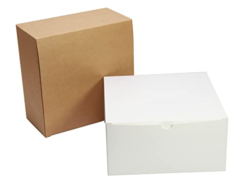 Pqzkldp 10 Packs 8X8X4 Inches Small Fold Box Easy Assemble Paper Gift Box Decorative Party Favor Kraft Box With Lid For Birthday, Wedding, Anniversary Party , With Stickers ,66 Ft Twine (8*8*4 Inch, Mixed Color) #TOP12