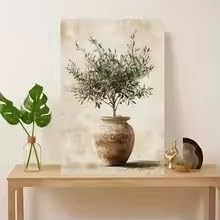 DIHANSM Olivenbaum in Vase Leinwandbild, wasserfest, Wanddekoration für Wohnzimmer (70x100cm/ungerahmt)