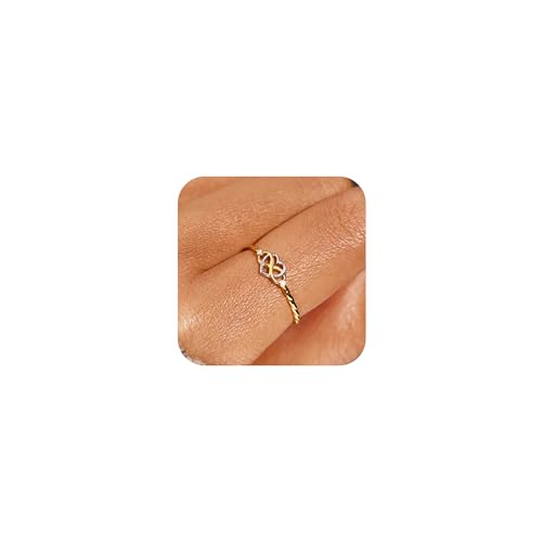 AIBELOPY 925 Sterling Silver Heart Infinity Knot Rings for Women Girls Mother Daughter Friendship Ring 14K Gold Plated CZ Promise Rings for Her Valentines Jewelry Birthday Mothers Day Gifts (Gold,8)