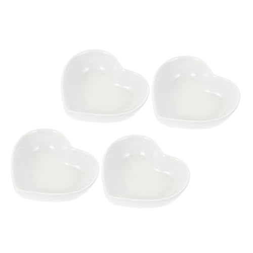 TOYANDONA 4個 ハート型セラミック調味料皿 小型ディッピングボウル 前菜用ソース皿 食卓を彩るシンプルデザイン な素材使用 再利用可能