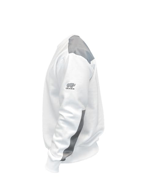 Sweat Workwear à Col Rond - Vetement de Travail avec Bandes Renforcées - Sweatshirt Peintres - Pull de Travail Blanc