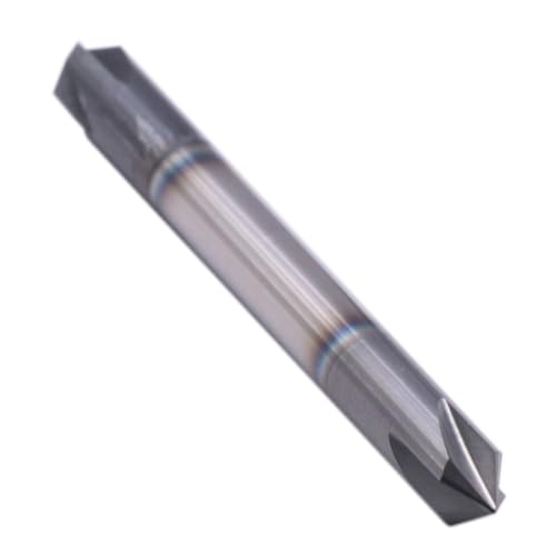 Image of 1 /4 inch 4 Flute 90 Double End Solid Carbide Chamfer End Mill - AlTiN Coated | 90 Chamfer Angle, V Groove Router, 1 /4 inch Shank 2-1 /2 inch OAL For Milling Wood, Alloy Steel, Carbon Steel, Cast Iron, Copper