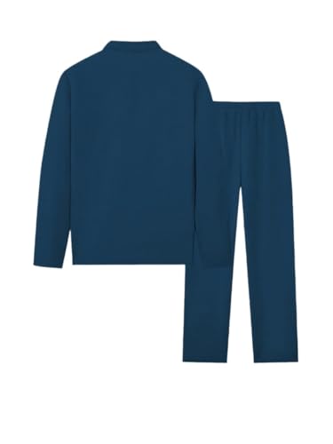 Image of Jawdrobe Men's Waffle-Check Co-Ord Set | Self-Textured Collar Top | Drawstring Jogger Pants | Cotton-Blend Loungewear /Night-Suit | Casual Travel & Streetwear Two-Piece