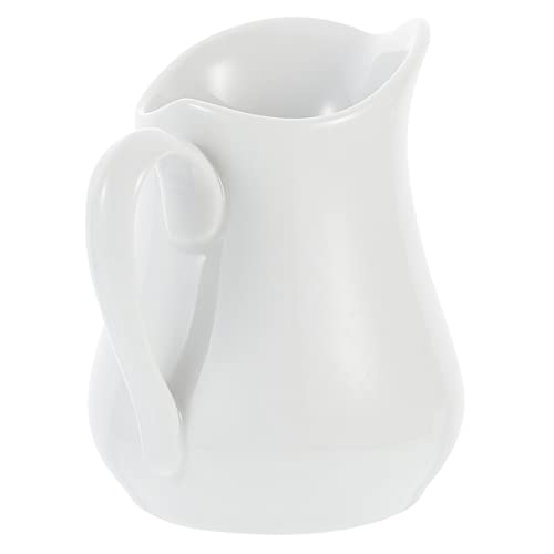 STOBAZA Dairy Porcelain Milk Cup White Jug for Salad Dressings Hot Syrup Gravies Comfort Grip Handle Exquisite Craftsmanship Home Restaurant Use