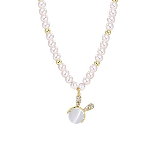 Collier lapin perle pour femme : pendentif de style sweet et chaîne de clavicule tendance