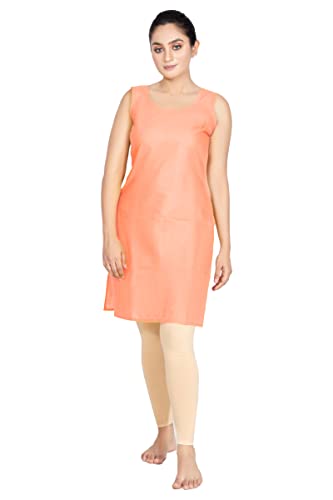 Image of Women's Cotton Long Camisole for Kurti /Suit Slip /Long Inner /Samij for Women Sameej /Knee Length Inner Wear /Sameez /Kurti Slip /Round Neck /Invisible