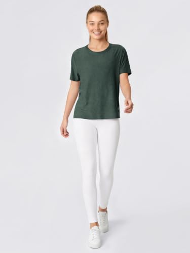 Image of ODODOS Women's Performance Cropped Tee Ultra Soft odSTRATUM Tech Short Sleeve Relaxed Top Crew Neck T-Shirts