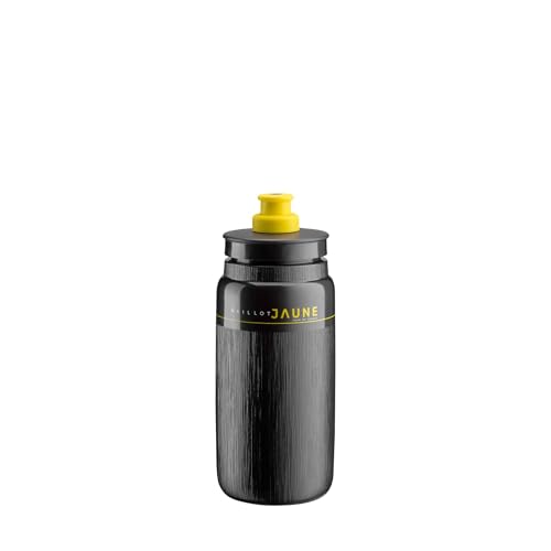 Image of ELITE Fly Tex Maillot Jaune Water Bottle – Official Tour de France Collection Black – Ultra-Lightweight Cycling Bottle 550ml