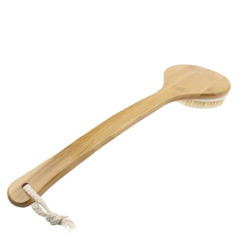 KOMBIUDA Cepillo Exfoliante Corporal Con Mango Largo De Cepillo De Baño Con Cerdas Naturales Para Masaje De Espalda y Cuidado De La Piel Ideal Para Hombres y Mujeres L