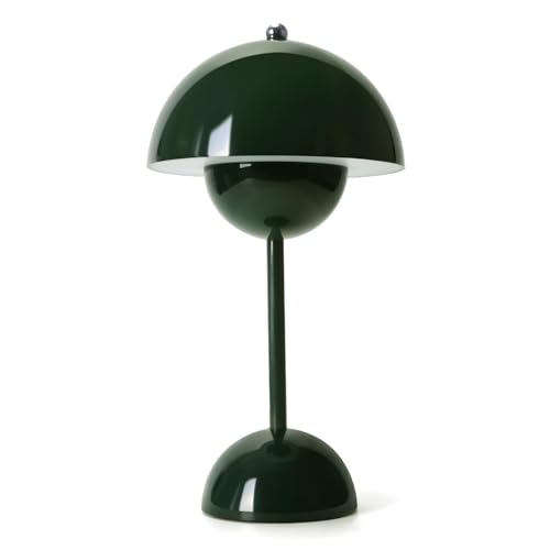 BomKra LED Flowerpot Tischlampe Kabellos Akku Pilz Lampe, Modern Macaron Lampe Retro Touch Dimmbar Tischleuchte mit 3 Farben Nachttischlampe für BüRo,Bars,Wohnzimmer,Schlafzimmer (Grün)