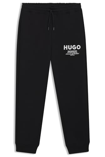 HUGO Mens Nevez Logo-Print Tracksuit Bottoms in Cotton Terry