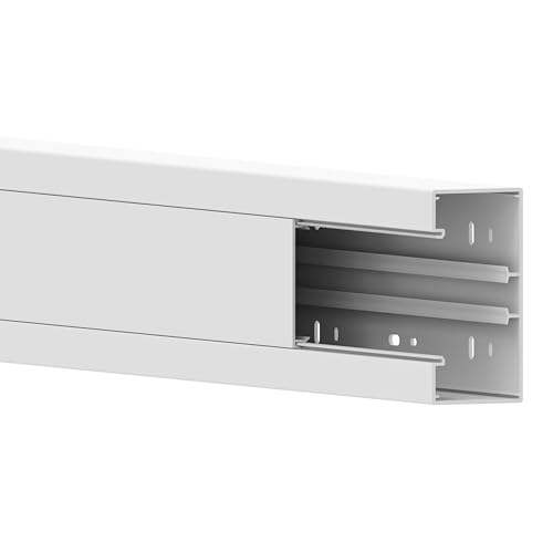 Habengut Canal de Parapet (avec Trou de Montage) 130 x 60 mm, en PVC, Longueur 1 m, Blanc