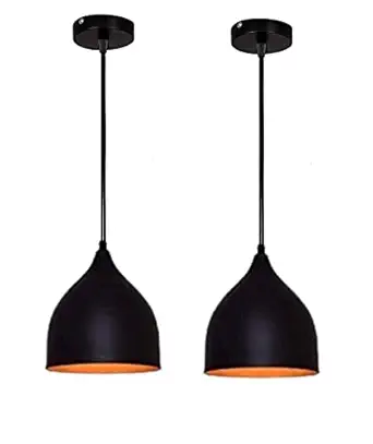 Homes Elite Black Pendant Light Kitchen Island Hanging Lighting Aluminum Shade Modern Fixture Flush Mount Ceiling Light (Bulb not Included)
