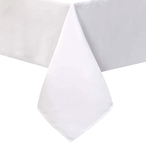 Image of Obstal 210GSM Rectangle Table Cloth, White,60x60 Inch | Water Resistance Microfiber Tablecloth, Decorative Fabric Table Cover for Outdoor and Indoor Use