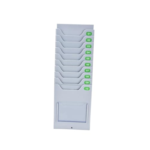 QLoztyse Time Cards Rack,Time Card Holder with 10 Pocket Slot Gray Outdoor for Office Punch in Clock Out Attendance Payroll Record