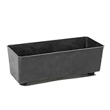 Jardinière Rectangulaire avec Pieds Élégants – Bac À Fleurs Noir Aspect Béton en Plastique Robuste 37 x 17 cm, 6L – Résistant Aux Intempéries & Facile À Entretenir – pour Intérieur & Extérieur