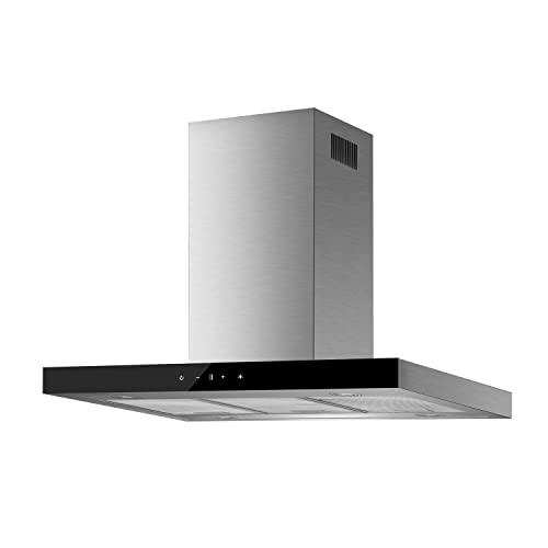 electriQ 90cm Slimline Island Hood Stainless Steel