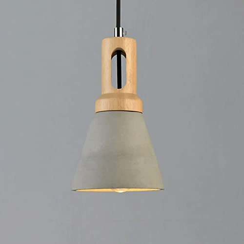 Lampe suspendue nordique classique en bois massif et ciment brut
