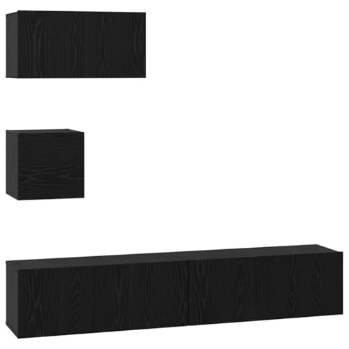 Yisssmeng Ensemble Meuble TV Mural 4 Pcs Chêne Noir Bois Composite