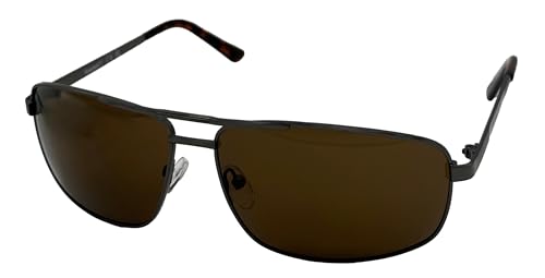 Timberland Sunglass Mens Gun/Metal Rectangle Aviator Brown Lens TB7208 8E