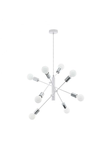Lustre moderne blanc et chromé 8 lumières GL0638 pour illuminer vos soirées au salon