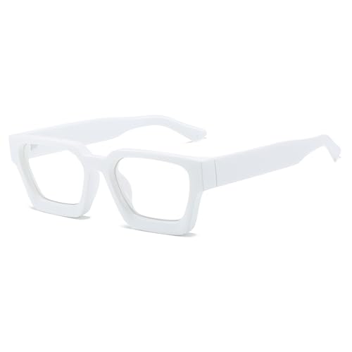 Image of Square Frame Glasses for Men Women Fashion Rectangle Computer Glasses Fake Face Glasses (White)